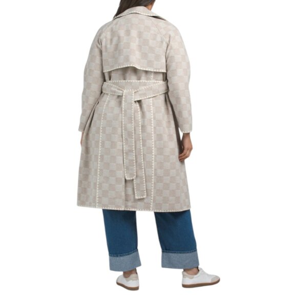 AVEC LES FILLES Sand Check Plus Blanket Stitch Coat - Picture 2 of 2